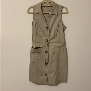 Michael Kors tan sleeveless dress with belt.